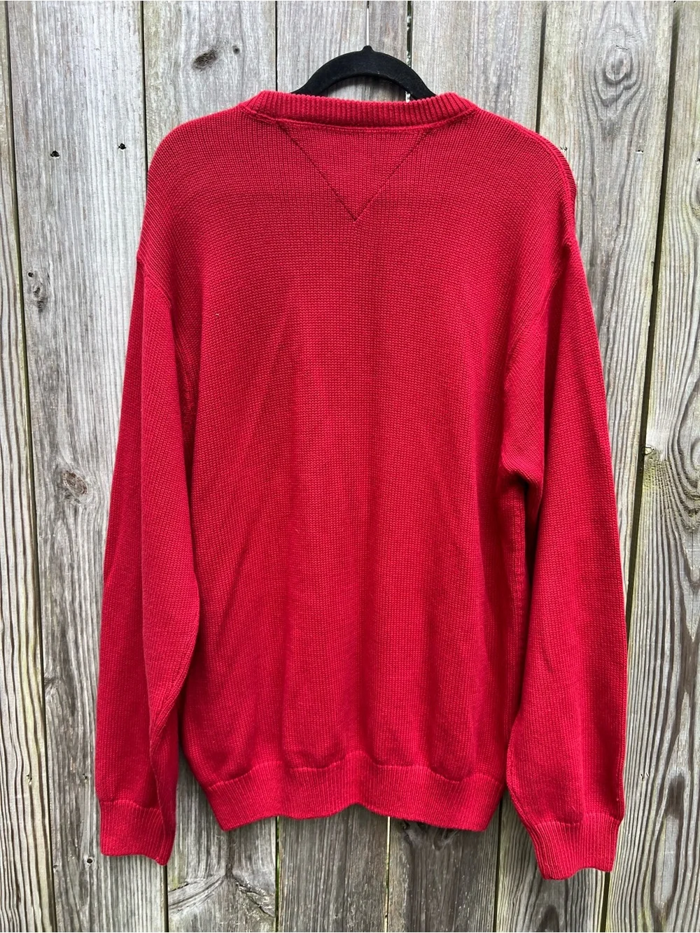 TOMMY HILFIGER Red Cotton Knit Crewneck Classic Sweater Mens Large